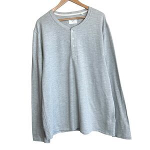 Billy Reid Mens Henley Shirt XXL Gray Long Sleeve Pullover Casual Cotton